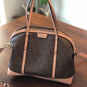 DKNY Leather Satchel - Brown with cross body strap